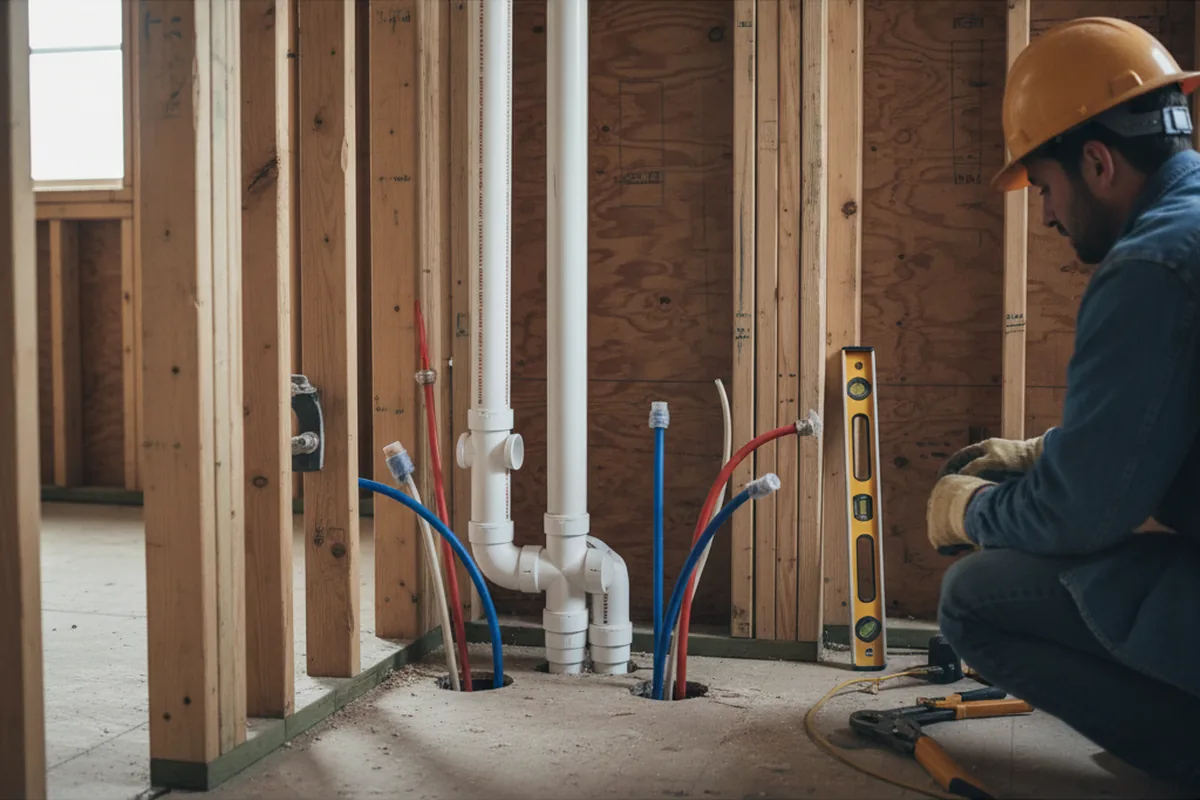 Drain and supply rough-in during Garbage Disposal Repair in Port Washington